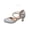 Silver, variant on Heels Dance Shoes Women's Fashionable Versatile Plus Size Mid-Heel Buckle Sandals with Glitter Upper, Round Toe Crisscross Strap for Ballroom Wedding