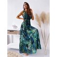 thumbnail image 4 of Robe à Col en V Robes d'Été pour Femmes Robe Bohème Robe Dos Nu Sans Manches Robe à Fleurs Robe de Plage Longues Robes Robe Maxi Robe de Cocktail (Vert, TG), 4 of 7
