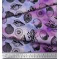 thumbnail image 3 of Soimoi Velvet Fabric Direction Compass & Seashell Ocean Print Fabric by The Yard 58 Inch Wide, 3 of 3