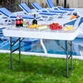 thumbnail image 4 of Costway 4 Foot Party Ice Folding Table Plastic w/ Matching Skirt White, 4 of 9