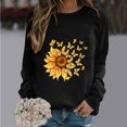 thumbnail image 2 of HKEJIAOI Chandail Graphique Tournesol Femme Manches Longues T-Shirt Décontracté Col Rond chandail Ample, Noir P, 2 of 4