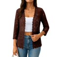 thumbnail image 1 of IMENGL Ladies' solid color lace knitted cardigan v neck, Brown L, Size M-5XL, 1 of 4