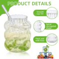 thumbnail image 4 of HLONK Ikopy 8Pcs 650ml Ribbed Glass Cups Set Creative Wavy Drinking Glasses Clear Glassware Drinking Glasses Straws for Coffee Cocktail Juice Water Soda Tea, 4 of 10