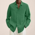 thumbnail image 2 of MesaSe Chemise à Manches Longues en Coton et Lin pour Hommes, Col Rabattu Ample, 2 of 6