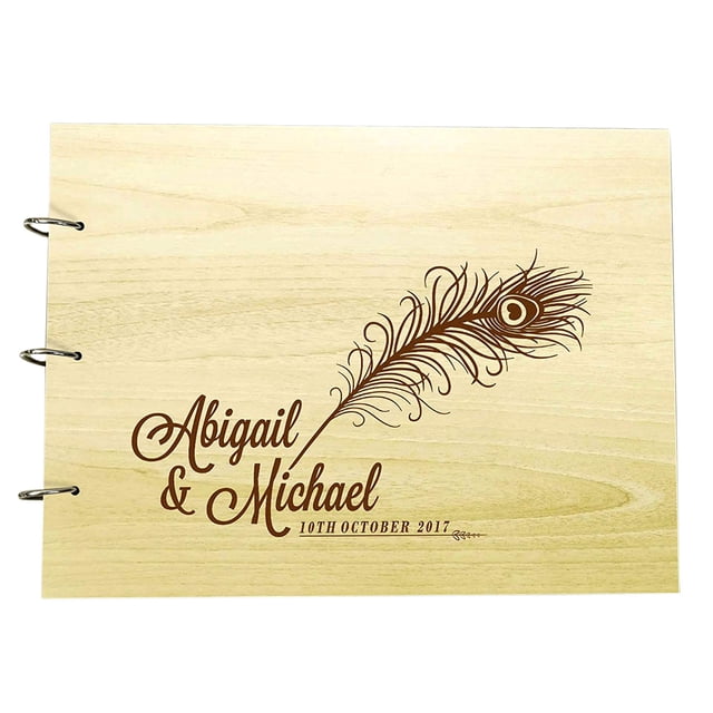 Personalized Wedding Rustic Guest Book Photo Album Custom Name Engraved Guest Book