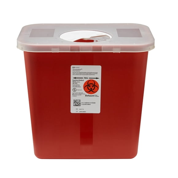 Récipient pour Objets Tranchants, Sécurité Tranchante 1 Pce 10 H X 10-1/2 L X 7-1/4 P Pouces Couvercle à Rotor Rouge 2 Gallons, 8970 - Caisse de 20
