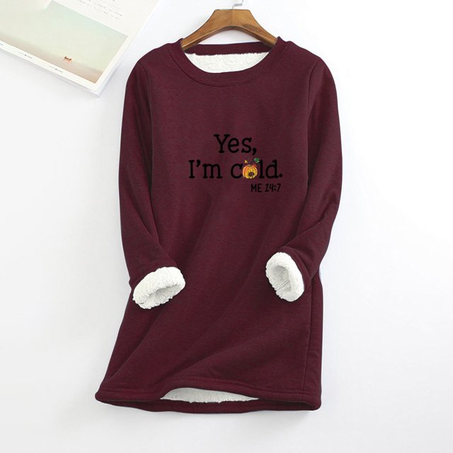 Hauts pour Femmes, Col Rond, Poche, Épaissi, Peluche Chaude, Manches Longues, Blouses en Liquidation