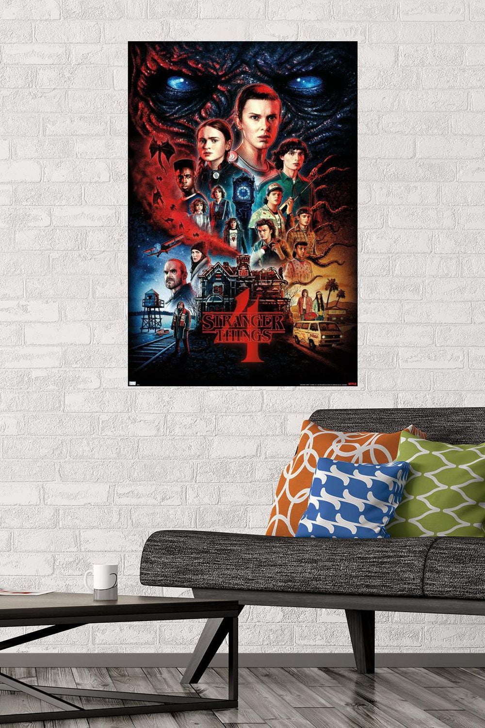 Netflix Stranger Things: Season 4 – One Sheet 22.375" x 34" Wall Poster with Beechwood Magnetic Frame, by Trends International