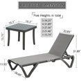 thumbnail image 2 of Domi Ensemble de 3 Chaises Longues en Aluminium, Fauteuils Inclinables de Piscine Réglables avec Roues et Table d'Appoint, Textilène Toutes Saisons pour Patio, Terrasse, Cour Arrière, Gris, 2 of 7