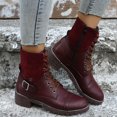 thumbnail image 2 of B91xZ Bottes Marron Femmes Automne Plateforme Compensée Espadrilles Bottines, Vin 8, 2 of 5