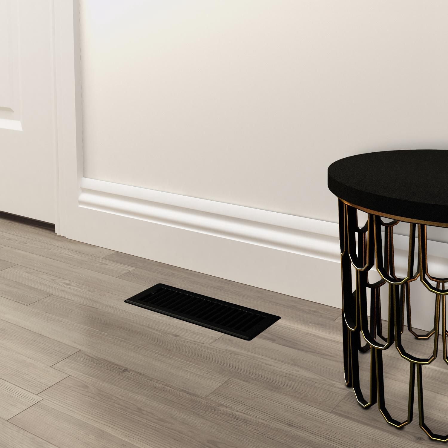 Imperial 3" x 10" Matte Black Steel Floor Register, Louvered, 1 Pack