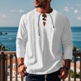 thumbnail image 2 of zbxnLI Mens Linen Shirts Drawstring V Neck Long Sleeve Shirt Lightweight Spring Fall Long Sleeve T-Shirts, 2 of 8