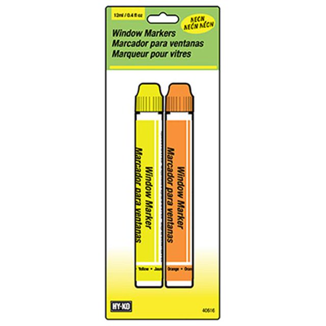 Hy-Ko Products 40616 Orange & Yellow Neon Window Wind Marker, Pack - 2