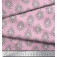 thumbnail image 3 of Soimoi Modal Satin Fabric Leaves,Floral & Paisley Block Printed Fabric 1 Yard 42 Inch Wide, 3 of 3