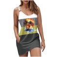 thumbnail image 2 of Ovzne Robes pour Femmes Robe Mode Femmes Été Poches Décontractée Col Rond Sans Manches Imprimé Plage Robes d'Été Boho Robe Mini Robes Robe de Printemps Liquidation, 2 of 6