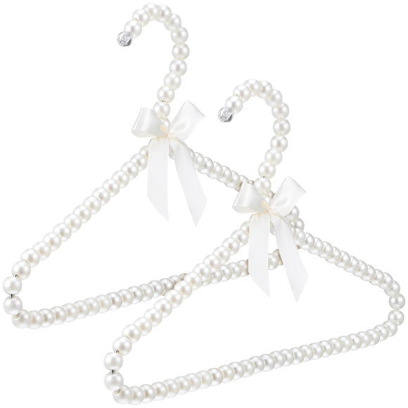SHISUYAN 2pcs Pearl Beaded Clothes Hangers Children Clothes Hangers White Closet Hangers Newborn Pearl Hangers Infant Hangers Small Hangers For Closet Infant Pet