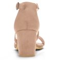 thumbnail image 3 of BLISSFUL STEP Women Open Toe Cross Strap Mid Block Heel Nude Sandals 8 M US, 3 of 6