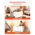 thumbnail image 3 of KFFKFF Kids Storage Bench, Wooden Toy Box Chest, Large Storage Cabinet with Safety Hinge, Toddlers Storage Bench, White, 3 of 8