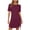Wine1, variant on Jalioing Womens Mini Dresses Fashion Solid Crew Neck Short Sleeve Side Drawstring Dress Slim Ruched Summer T Shirt Dress