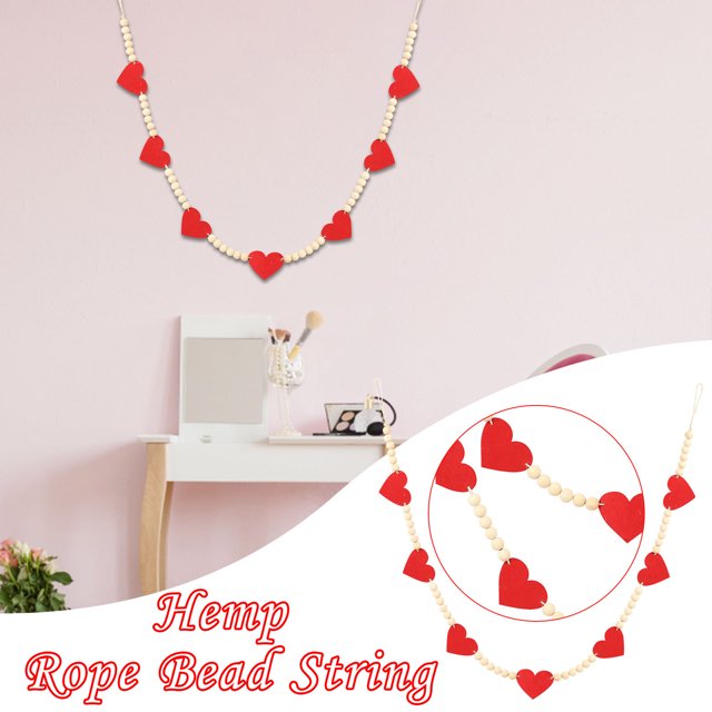 TIMIFISValentine Day Rope Tassel Beading Colorful Wooden Bead String DIY Home Holiday Decoration