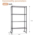 thumbnail image 2 of 4-Tier Adjustable Nsf-Certified Metal Shelf 36L X 14W X 62H Wire Shelving Unit Storage With Wheel For Small Places Restaurant Garage Pantry Kitchen Garage Rack Black, 2 of 7