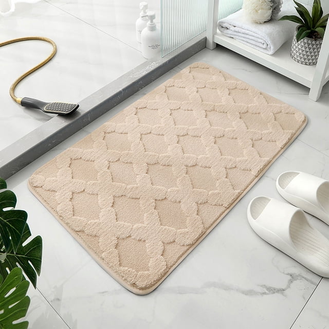 Thickened Absorbent Non-Slip Bathroom Rug Mat, Plush Polyester Floor Carpet for Toilet, Shower, and Bedroom Doorway, Machine Washable