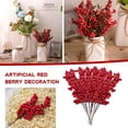 thumbnail image 1 of Red Berry Pick Holly Branch Wreath Tree Hanging Decoration Fake Flowers In Vase, 1 of 8