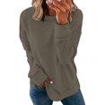 thumbnail image 2 of Chandails de Compression à Manches Longues pour Femmes Col Ras du Cou Unis Plus Chandail Surdimensionné Coupe Ample Pulls Tendance Hauts Légers pour Femmes Grande Taille Gris m, 2 of 6