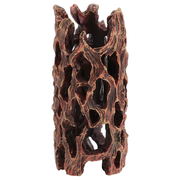 Shisuyan 1PC Fish Tank Resin Adornment Resin Reptile Cave Tree Cave Shrimp House (Coffee)