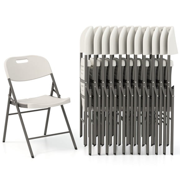 Patiojoy 12 Pack Folding Chairs Stackable Plastic Chairs with Waterproof HDPE Seat