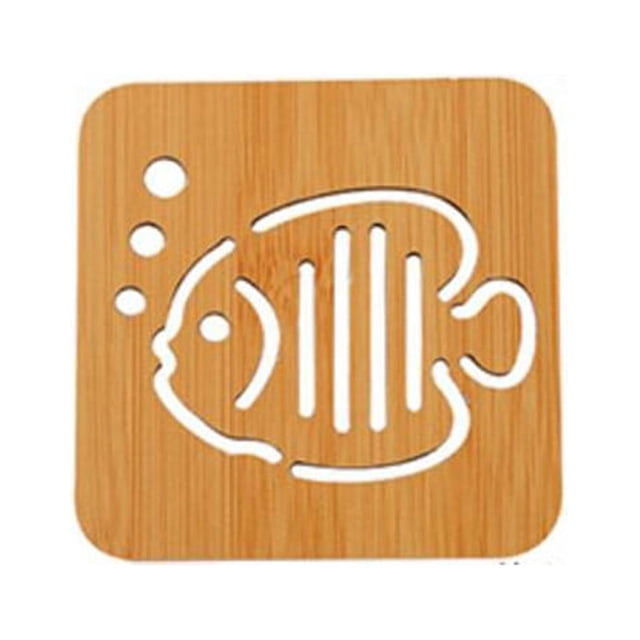 XZNGL Bamboo Wood Hollowed Wooden Cup Mat Cartoon Table Mat Pot Mat Bowl Mat