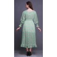 thumbnail image 4 of Bimba Floral Ladies Printed Boho Gypsy Summer Smocked Maxi Long BeachDress-Large, 4 of 5