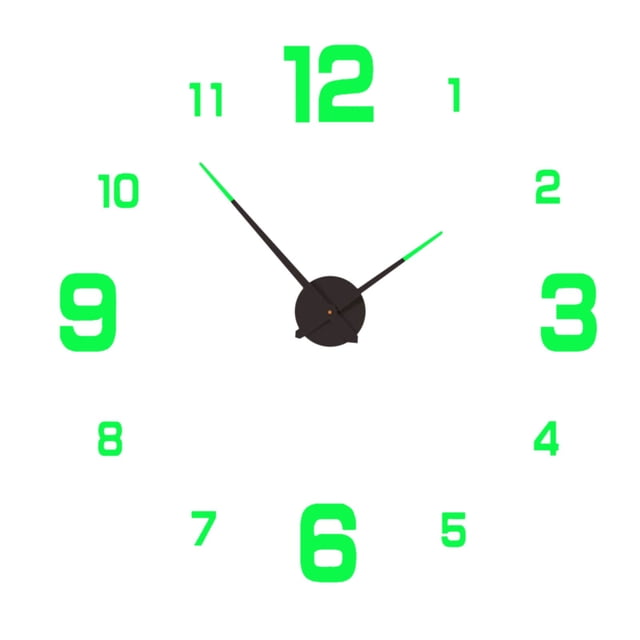 Large Wall Clock,Wall Hanging Decor Luminous Wall Clock Stickers, Diy Glowing Frameless Hanging Watches, Diy Sticker Wall Clocks for Kitchen, Bathroom, Home Decoration , Digital Luminous