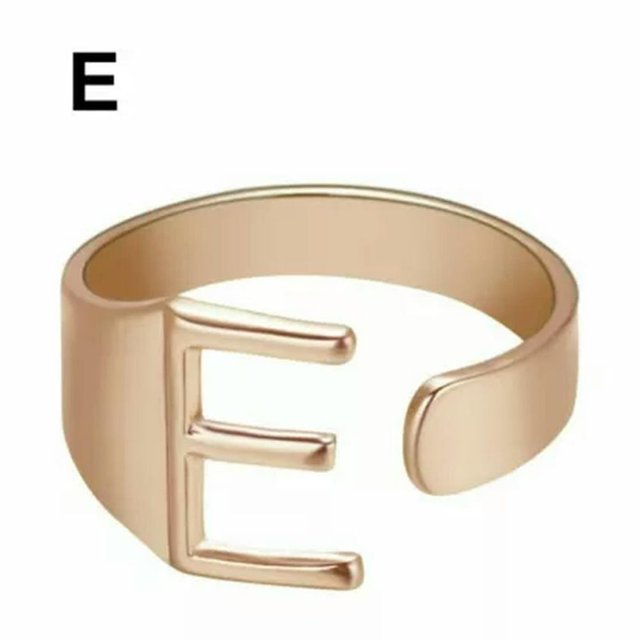 HLONK Fashion Adjustable Initial Alphabet Letter A-Z Ring Finger Rings Women Jewellery-Silver C