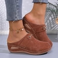 thumbnail image 2 of Women's Wide Width Wedge Sandals Slip On Backless Clogs Platform Non Slip Work Shoes Lightweight Dress Mules Brown Size7.5, 2 of 9