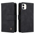 thumbnail image 3 of Case for iPhone 12 Cover Zipper Pocket Wallet Case Magnetic Protective - Black, 3 of 5