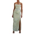 thumbnail image 2 of Kmbangi Robe Enveloppante pour Femmes, Sans Manches Épaules Dénudées Couleur Unie Plissée Printemps Automne Été Robe de Club Décontractée, 2 of 6