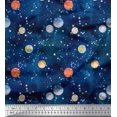 thumbnail image 1 of Soimoi Moss Georgette Fabric Planet Galaxy Print Sewing Fabric Yard 42 Inch Wide, 1 of 3