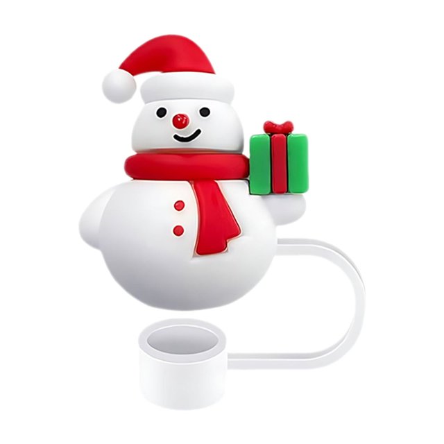 Couvercle de Paille de Noël Couvercle de Tasse 10mm Accessoire de Rouleau Réutilisable Bouchon de Paille Embout de Paille
