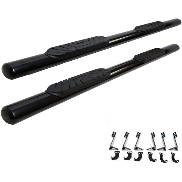 Galaxy Auto 4" Oval Straight for 2009-18 Dodge RAM 1500 & 2010-22 RAM 2500/3500 Crew Cab - Side Steps Nerf Bars Running Boards (Black)