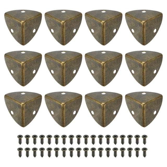 12 Pcs Metal Edge Guard, 23mm Decorative Box Corner Cover, Furniture Corner Edges Protector with Mounting Screws, Bronze