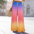 thumbnail image 2 of Sentmoon Dance Pants Drawstring High Waist Sweat Pants with Pockets Loose Wide Leg Gradient Color Stretchy Plus Size Pants Fall Active for Casual Hangouts L, 2 of 7