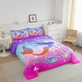 thumbnail image 3 of Erosebridal Ensemble de Couette Simple Sirène Princesse pour Filles, Couette en Duvet à Roses Florales, Déco Étoiles, 2 Pcs, 3 of 8
