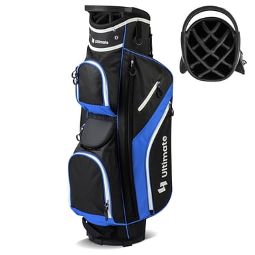 Patiojoy 14-Way Golf Cart Bag Golf Club Bag with 14 Ways Organizer Divider Top 9 Zippered Pockets Cooler Bag Umbrella Holder Blue