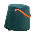 thumbnail image 1 of Abbracc Portable Round Ottoman Changing Shoes Stool Bench with Handle Space-Saving Solid Dark Green, 1 of 9