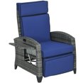 thumbnail image 1 of Outsunny Fauteuil Inclinable d'Extérieur avec Dossier Réglable, Coussin, Bleu, 1 of 10