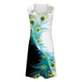 thumbnail image 4 of Penkiiy Robes de Printemps pour Femmes 2024 Décontractées Imprimées Amples Couleur Unie Col Rond Tempérament Élégantes Robes Dos Nu L Multicolore, 4 of 5