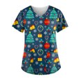 thumbnail image 1 of LSLJS Sarraus de Noël pour Femmes Haut de Sarrau Père Noël Extensible Haut de Sarrau Infirmier Chemise Uniforme de Travail Imprimé Blouse à Poche Hauts, Hauts de Sarrau de Noël, 1 of 4