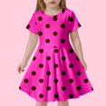 thumbnail image 2 of Robe Fille Enfant Filles Été Imprimé à Pois Ajustée Douce Respirante à Manches Courtes Robe Décontractée Robe Tout-Petit Rose Vif 8 Ans-9 Ans, 2 of 4