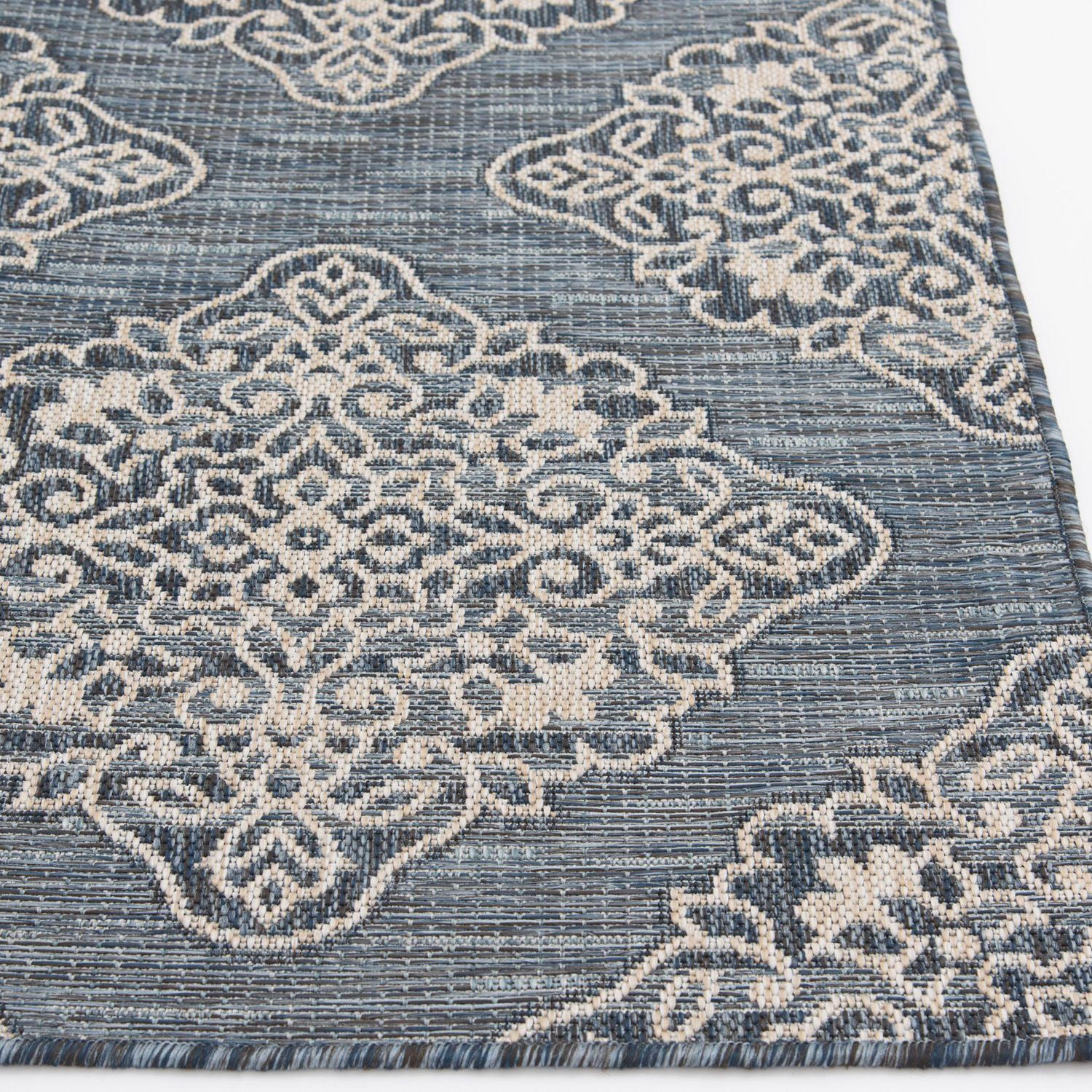 Hayweld Lagoon Blue and White Woven Area Rug